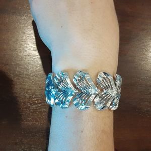 Vintage Signed Silver-tone Art Deco 7 1/2 in. Bracelet Coro angled script